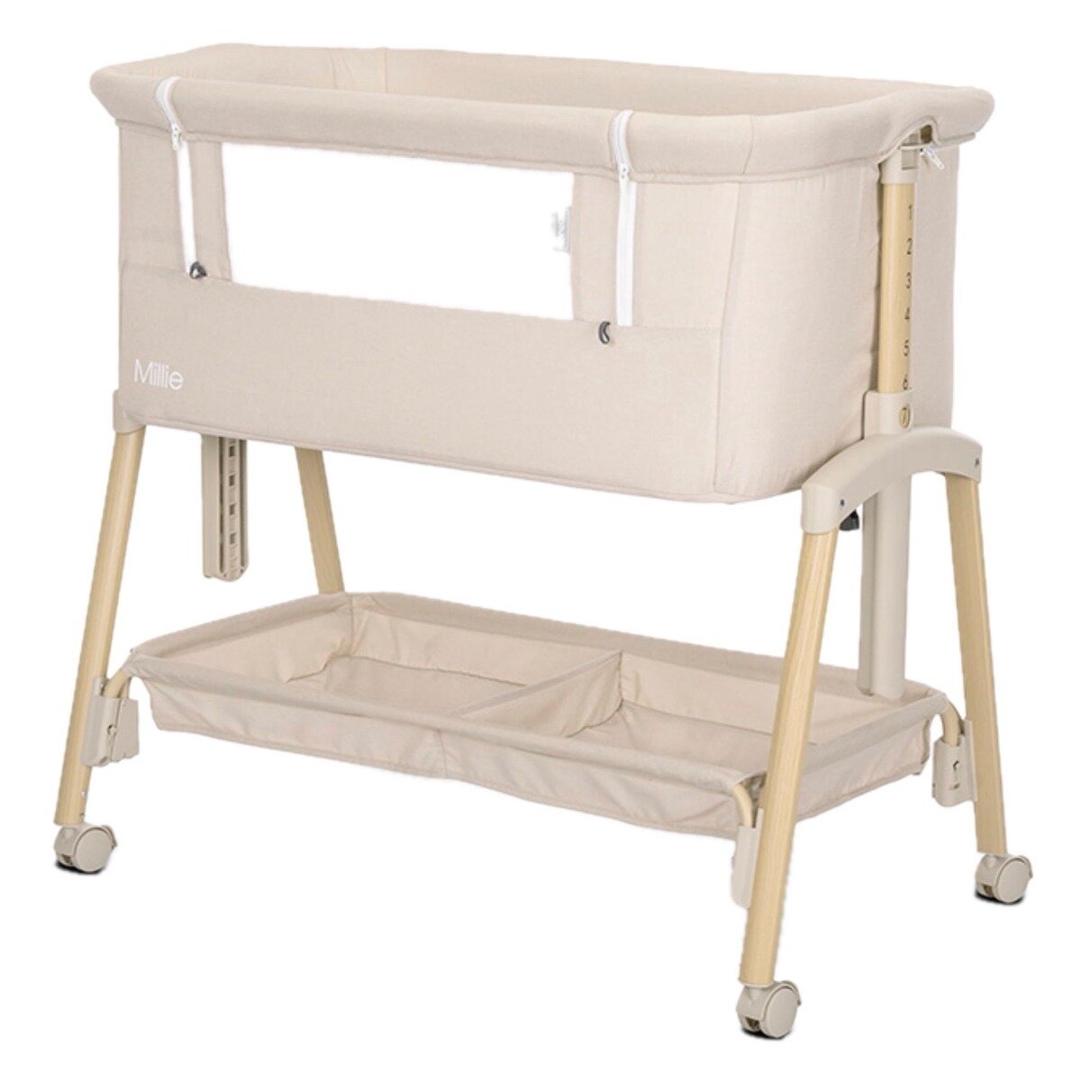 LORELLI Patut Co Sleeper Millie inaltime reglabila 7 pozitii sistem antireflux plasa de tantari saltea inclusa Beige