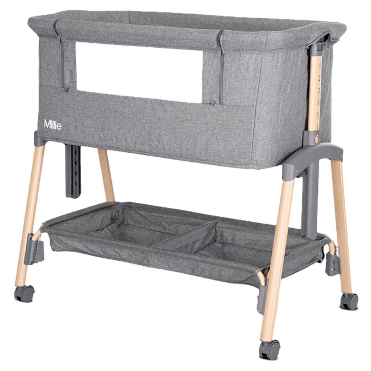 LORELLI Patut Co Sleeper Millie inaltime reglabila 7 pozitii sistem antireflux plasa de tantari saltea inclusa Grey