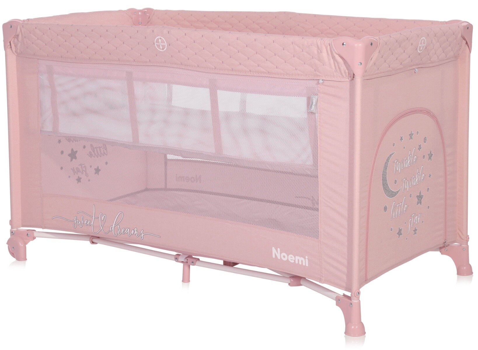 LORELLI Patut pliabil Noemi 2 nivele Mellow Rose Star
