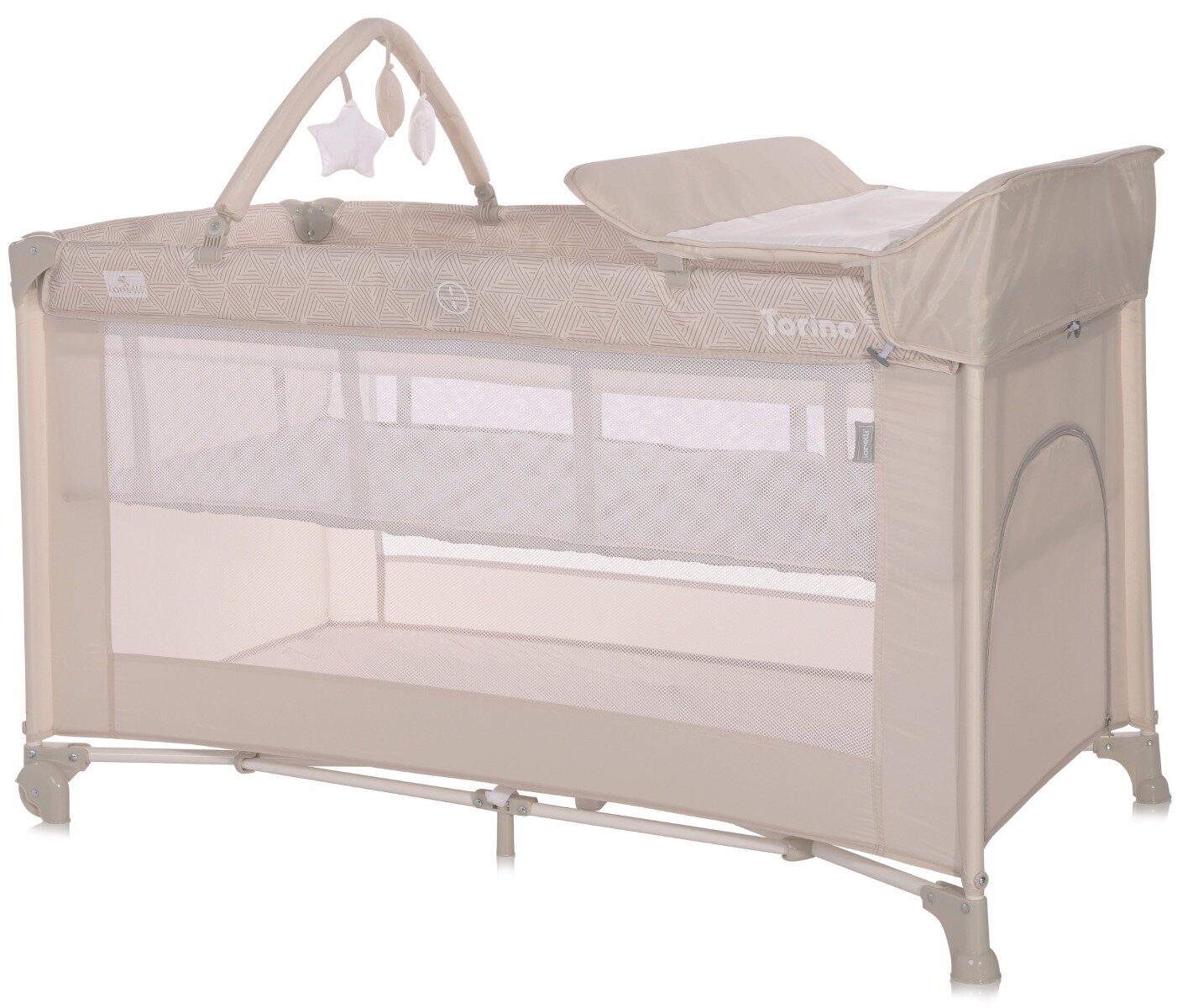 LORELLI Patut pliabil Torino Plus 2 nivele cu accesorii Fog Striped Elements
