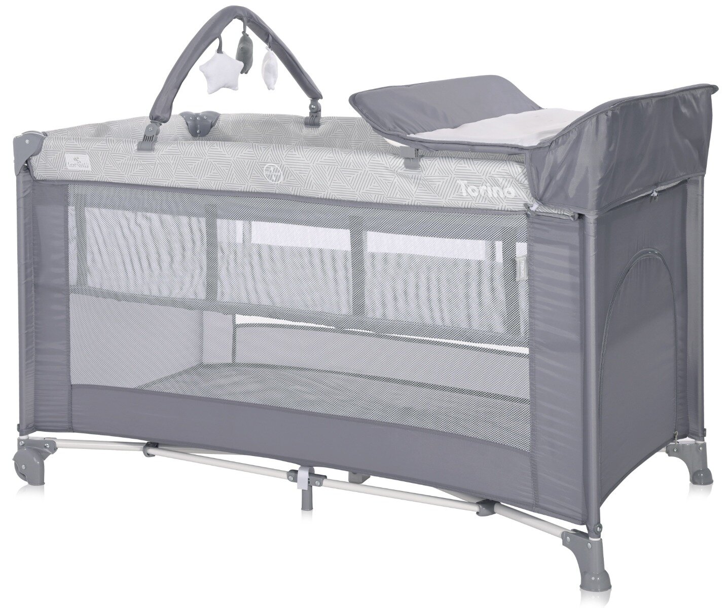 LORELLI Patut pliabil Torino Plus 2 nivele cu accesorii Grey Striped Elements