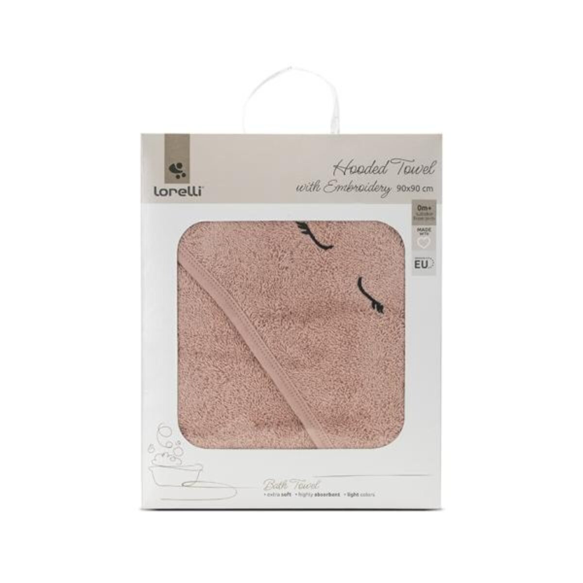 LORELLI Prosop de baie cu gluga si broderie 90 x 90 cm bumbac Smoke Rose