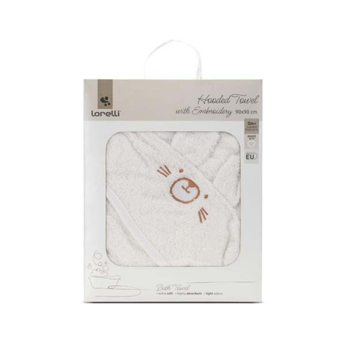 LORELLI Prosop de baie cu gluga si broderie 90 x 90 cm bumbac White
