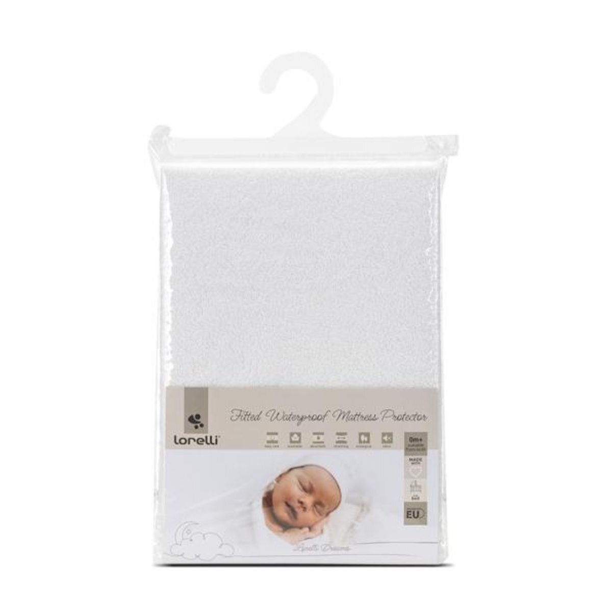 LORELLI Protectie impermeabila saltea bebe tip cearsaf cu elastic 60 x 120 + 20 cm Alb