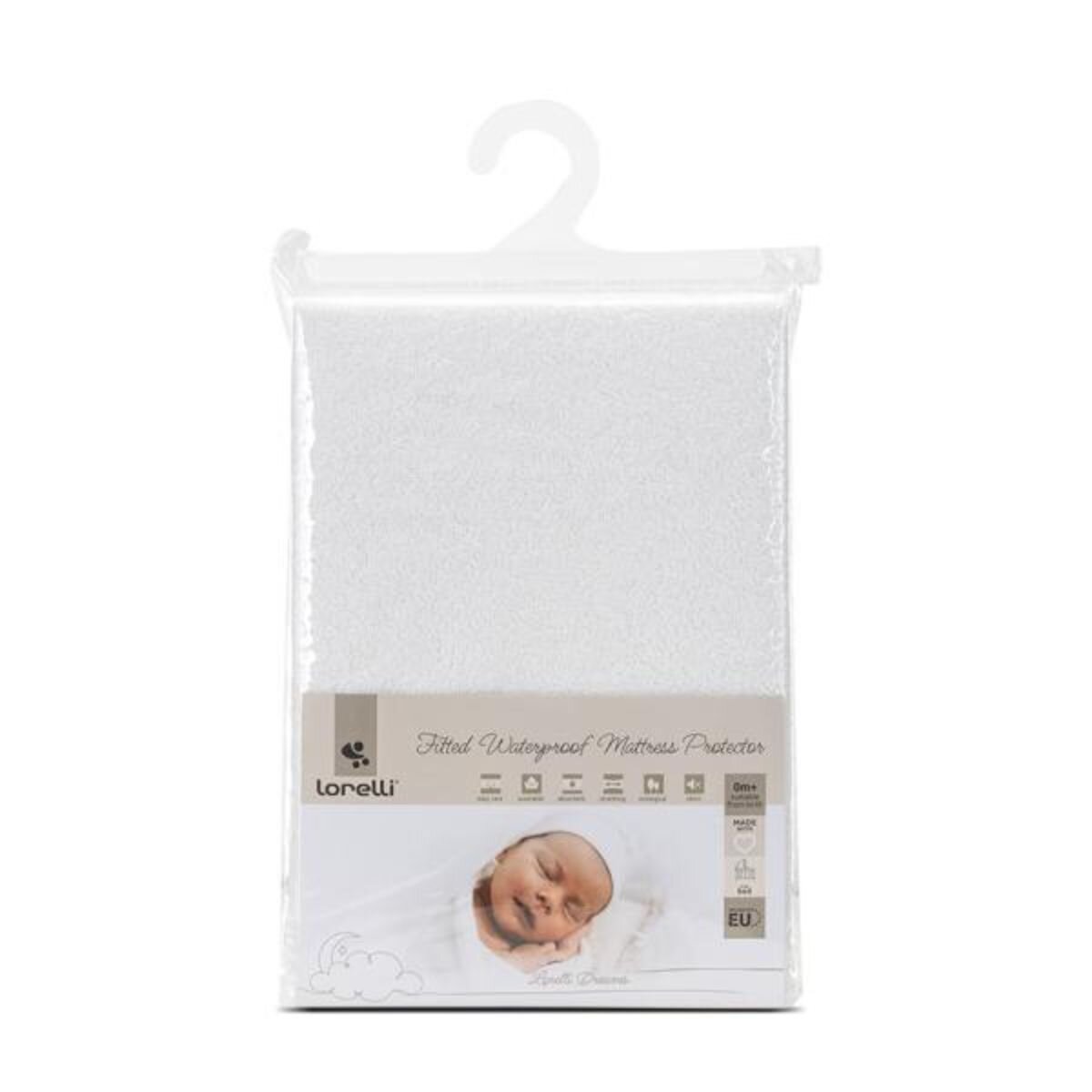 LORELLI Protectie impermeabila saltea bebe tip cearsaf cu elastic 70 x 140 + 20 cm Alb