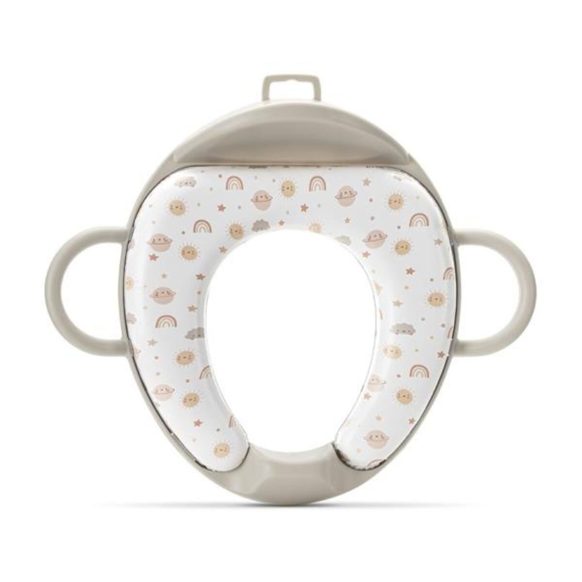 LORELLI Reductor pentru toaleta cu spatar si manere pernita moale detasabila Planets Beige
