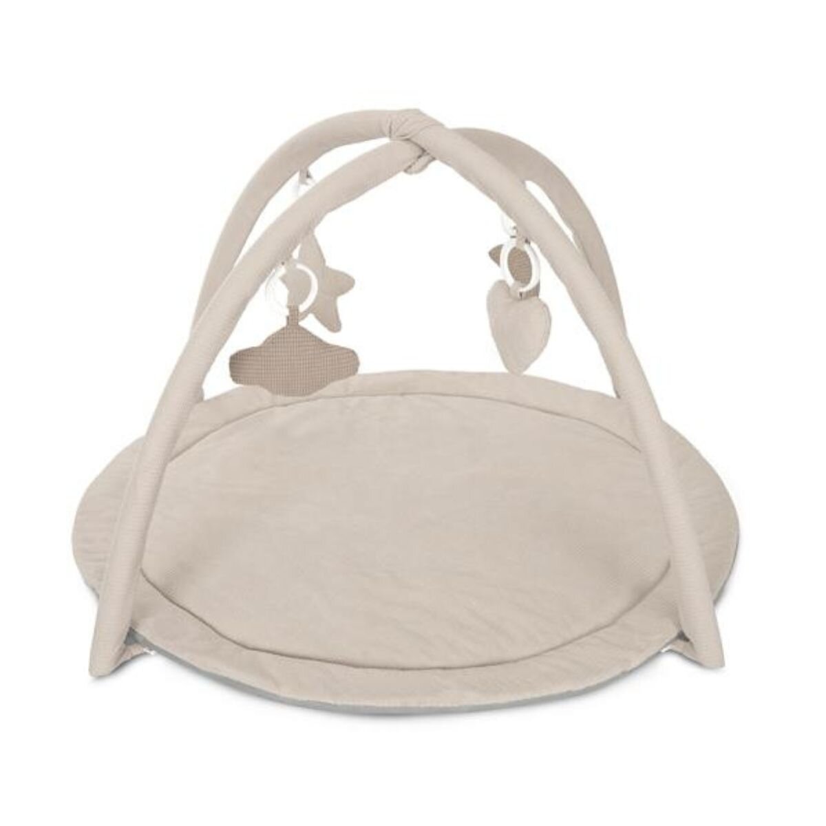 LORELLI Saltea de activitati pentru bebelusi Moments jucarii textile cu sunet si zornaitoare 83 x 83 cm Beige