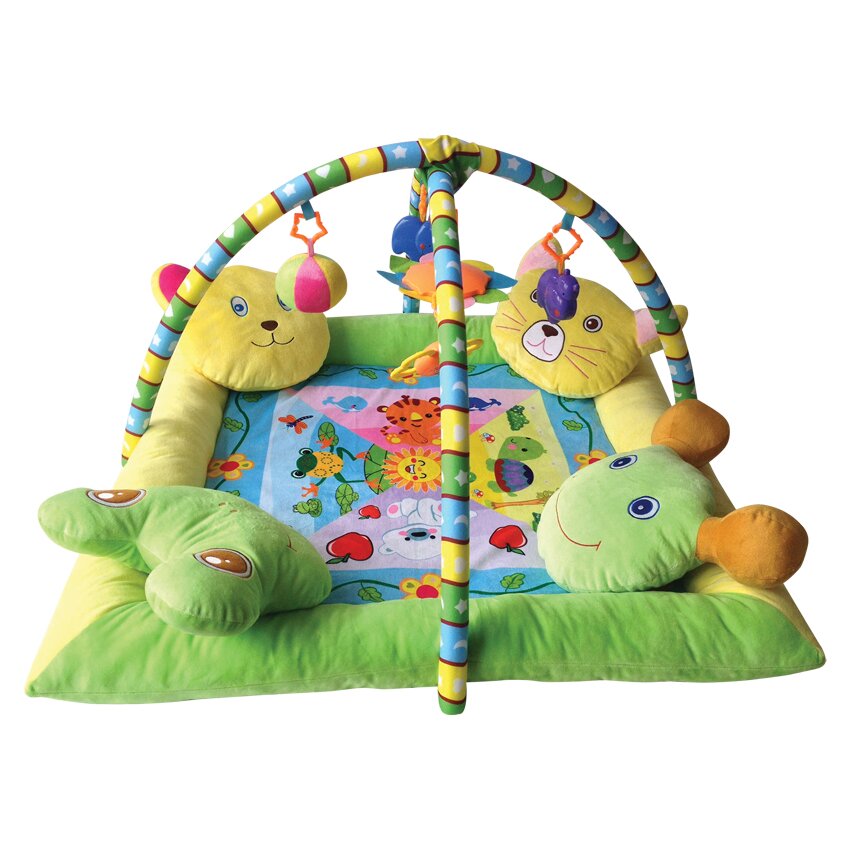 LORELLI Saltea de activitati Play Gym Material Plusat Cu 4 Pernute Haioase 88 x 88 cm