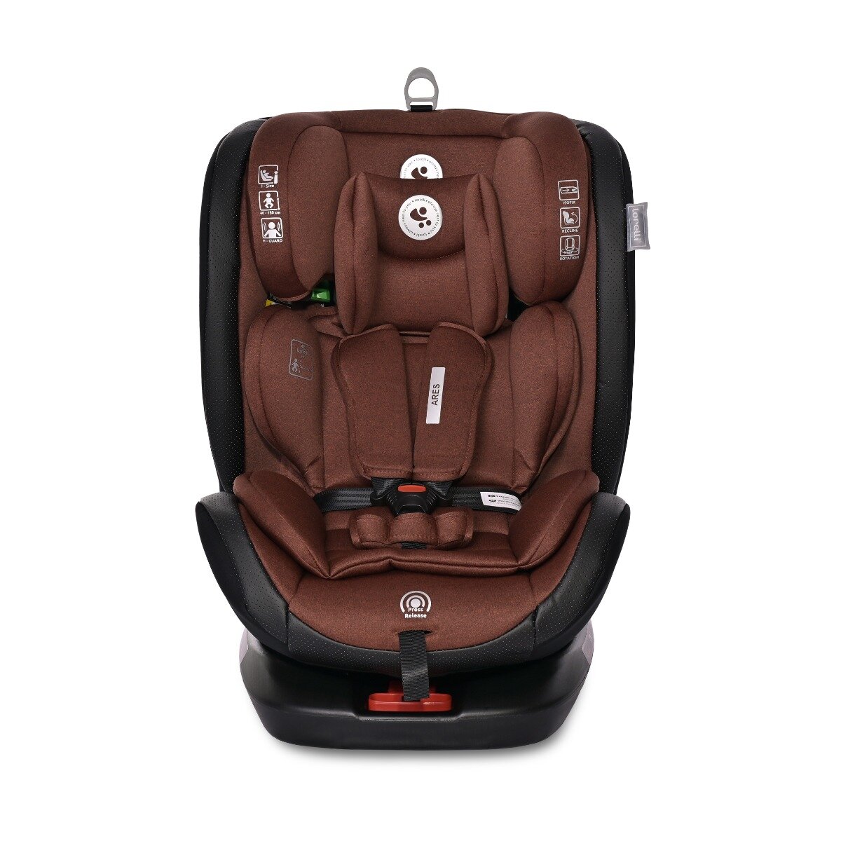 LORELLI Scaun auto Ares Isofix i-Size rotativ 360 grade 40-150 cm 0 luni-12 ani Ginger