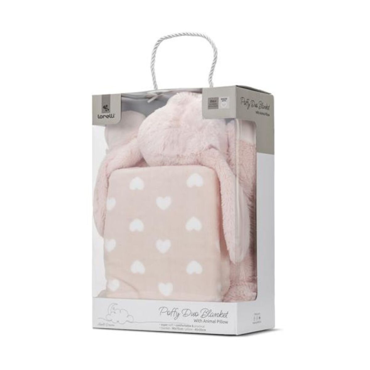 LORELLI Set 2 piese paturica moale 90 x 75 cm pernuta in forma de iepuras 45 x 30 cm Poffy Pink
