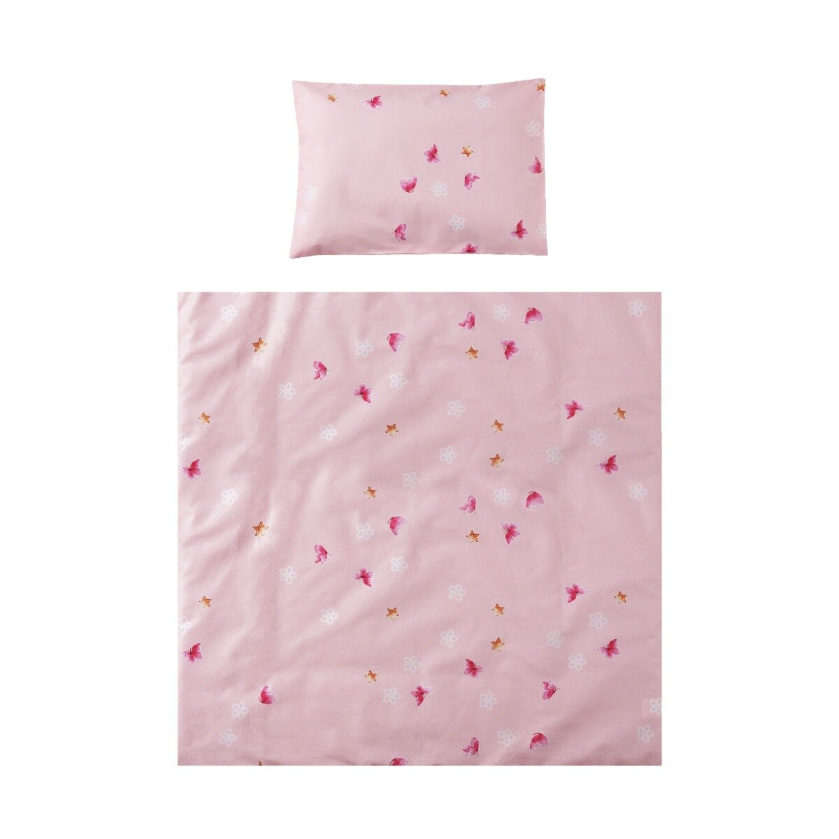 LORELLI Set 5 piese lenjerie bumbac ranforce Eva pentru paturile Milano si Alicante Butterflies Pink