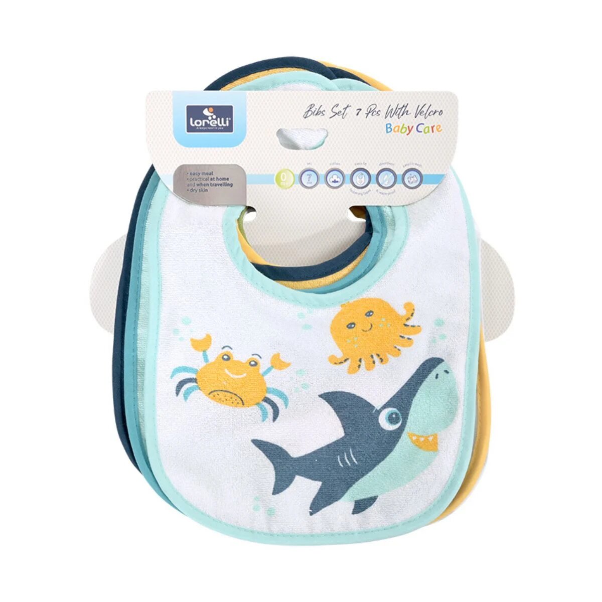 LORELLI Set 7 bavete bumbac si peva 30 x 19 cm inchidere cu banda velcro