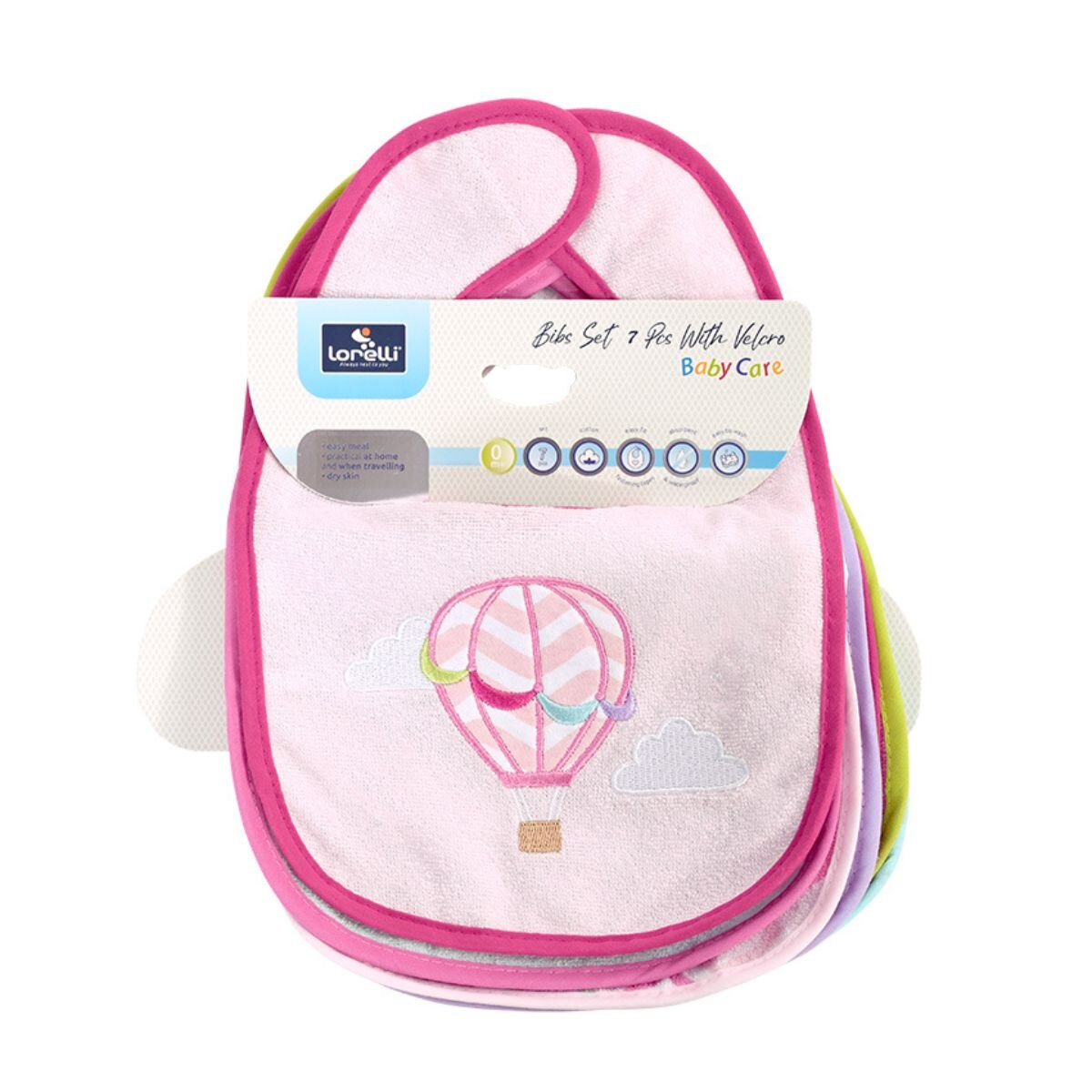 LORELLI Set 7 bavete bumbac si peva 30 x 19 cm inchidere cu banda velcro
