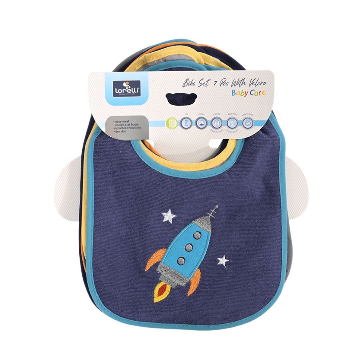 LORELLI Set 7 bavete bumbac si peva 30 x 19 cm inchidere cu banda velcro