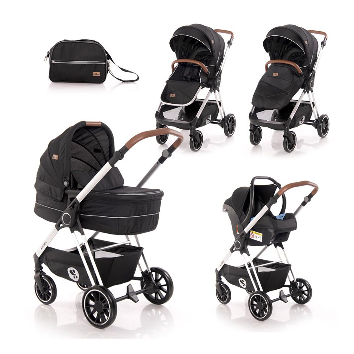 LORELLI Set Carucior 3 in 1 Angel cadru din aluminiu Black