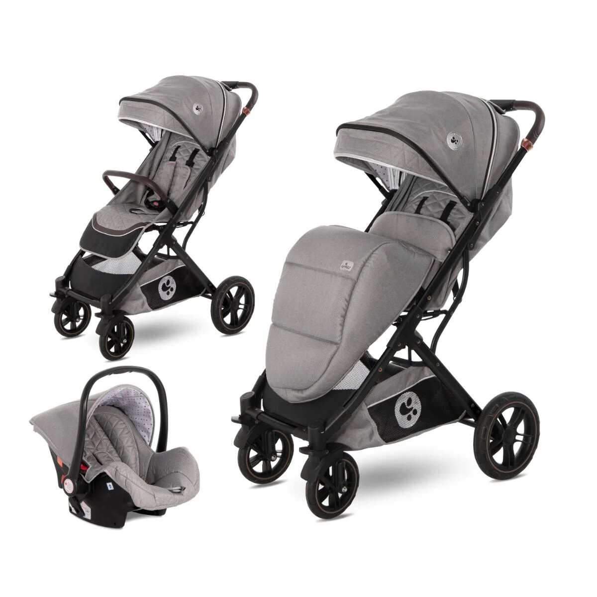 LORELLI Set carucior Storm 2 in 1 pana la 22 kg cos auto inclus cadru aluminiu Opaline Grey