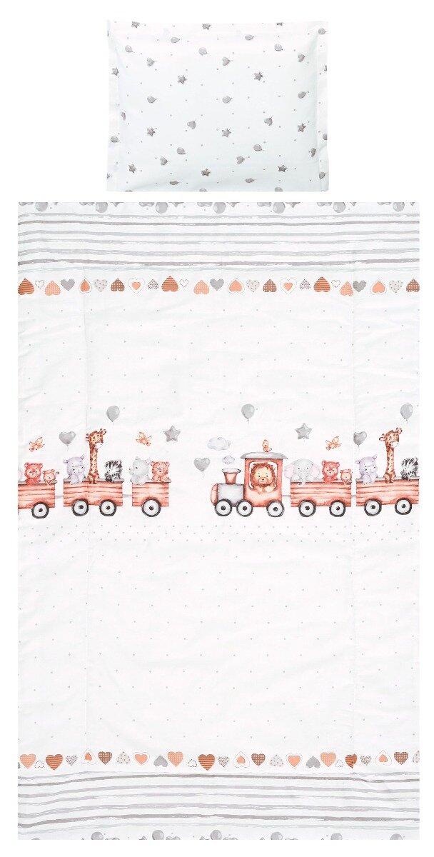 LORELLI Set lenjerie pat 3 piese bumbac Ranforce Cosy Train Grey