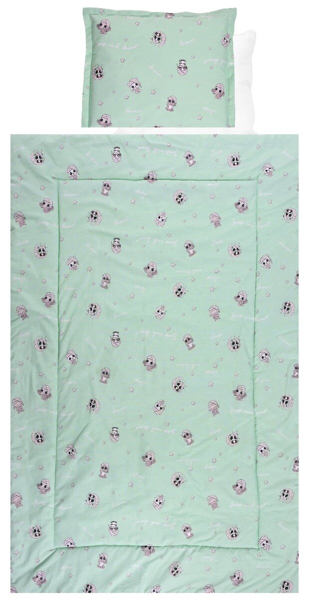 LORELLI Set lenjerie pat 4 piese bumbac Ranforce Friends Green