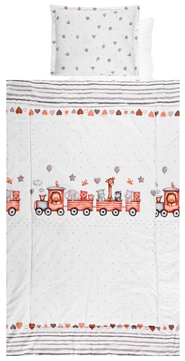 LORELLI Set lenjerie pat 4 piese bumbac Ranforce Train Grey