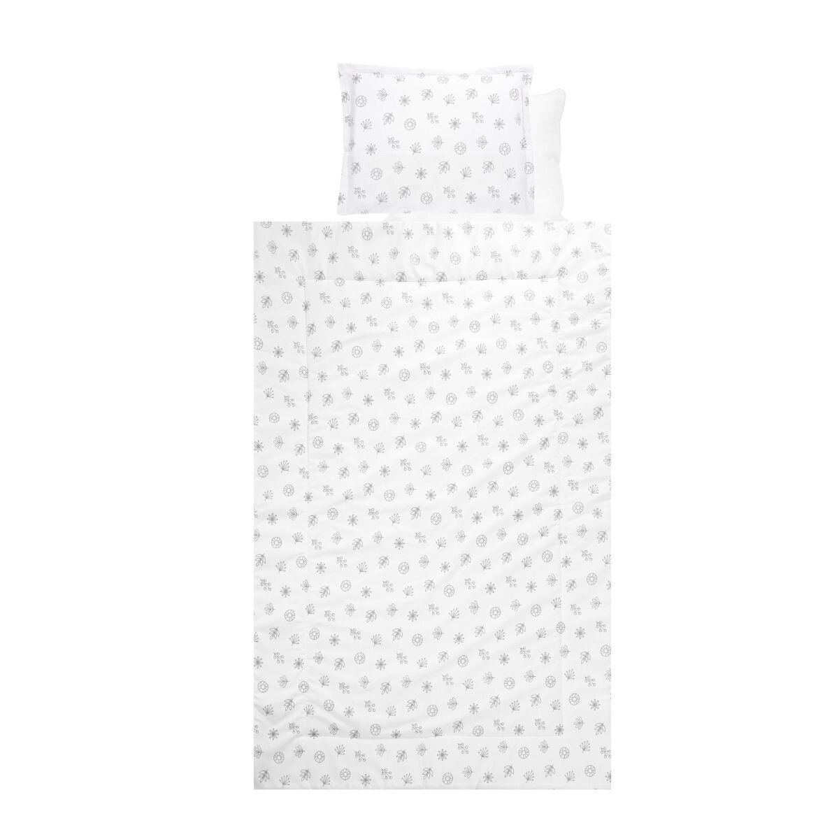 LORELLI Set lenjerie pat 4 piese din bumbac ranforce Abstract Leavs Grey Beige