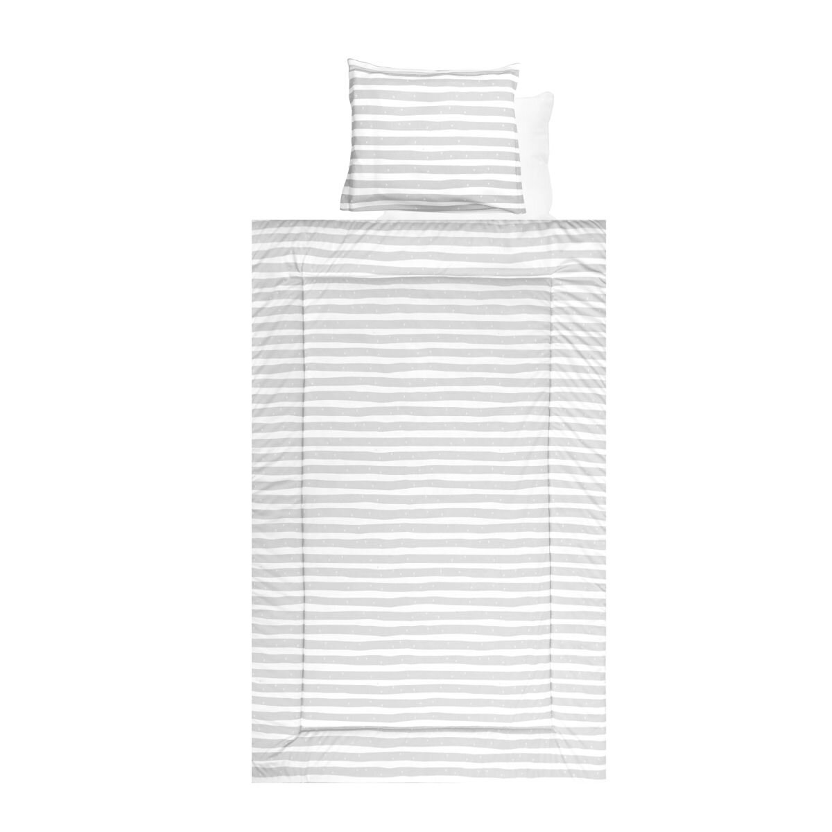 LORELLI Set lenjerie pat 4 piese din bumbac ranforce Grey Striped