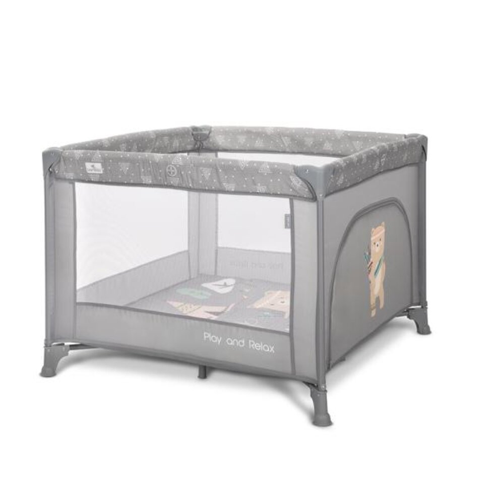 LORELLI Tarc de joaca Play N Relax 100 x 100 x 75 cm deschidere laterala geanta de transport Grey Adventure