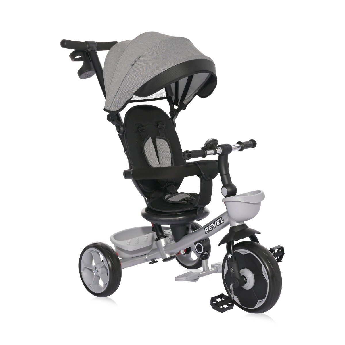 LORELLI Tricicleta pentru copii cu sezut rotativ la 360 grade Revel 1-5 ani Grey