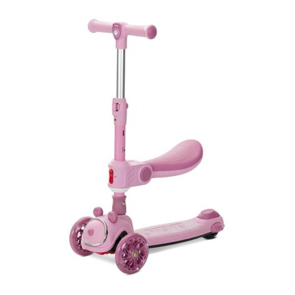 LORELLI Trotineta pliabila Swiftie pana la 50 kg roti din silicon cu leduri colorate Pink