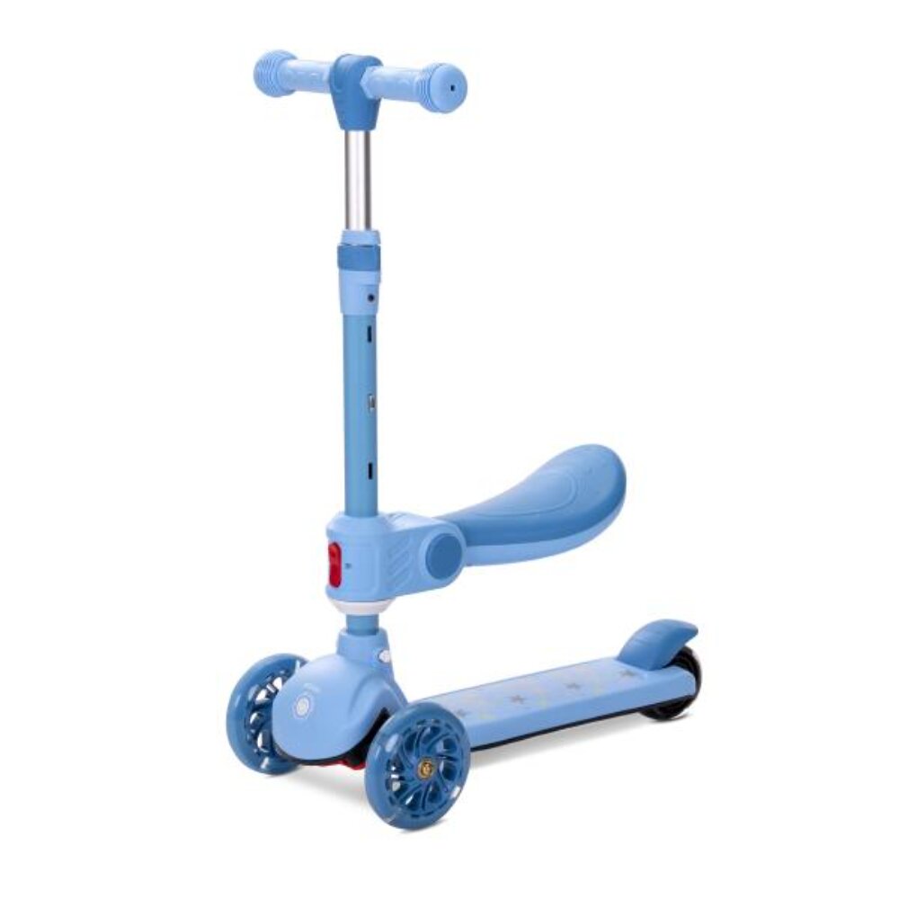 LORELLI Trotineta Speedster pana la 50 kg scaun pliabil si reglabil maner reglabil roti cu leduri frana de picior Blue