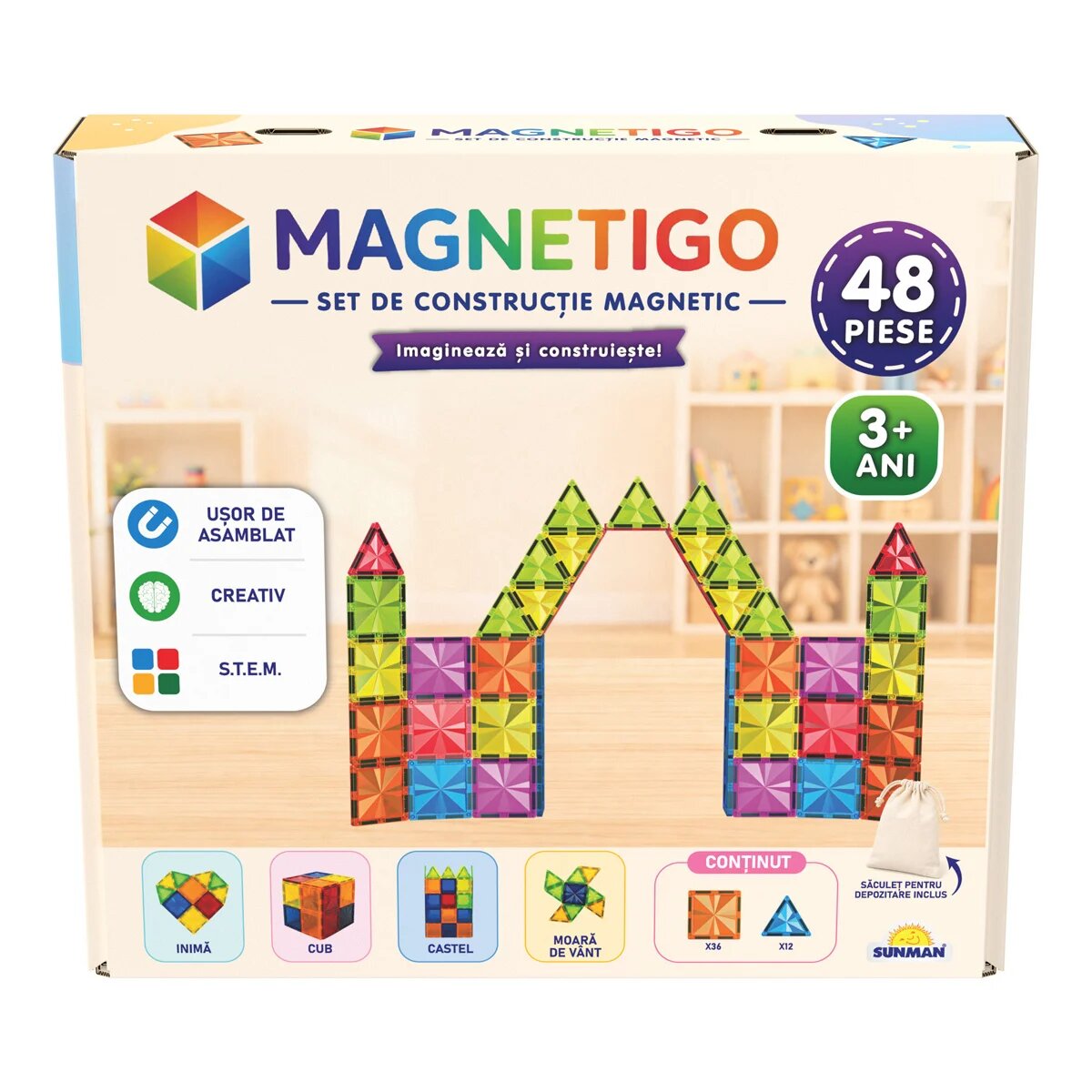 Magnetigo Set de constructie magnetic 48 piese