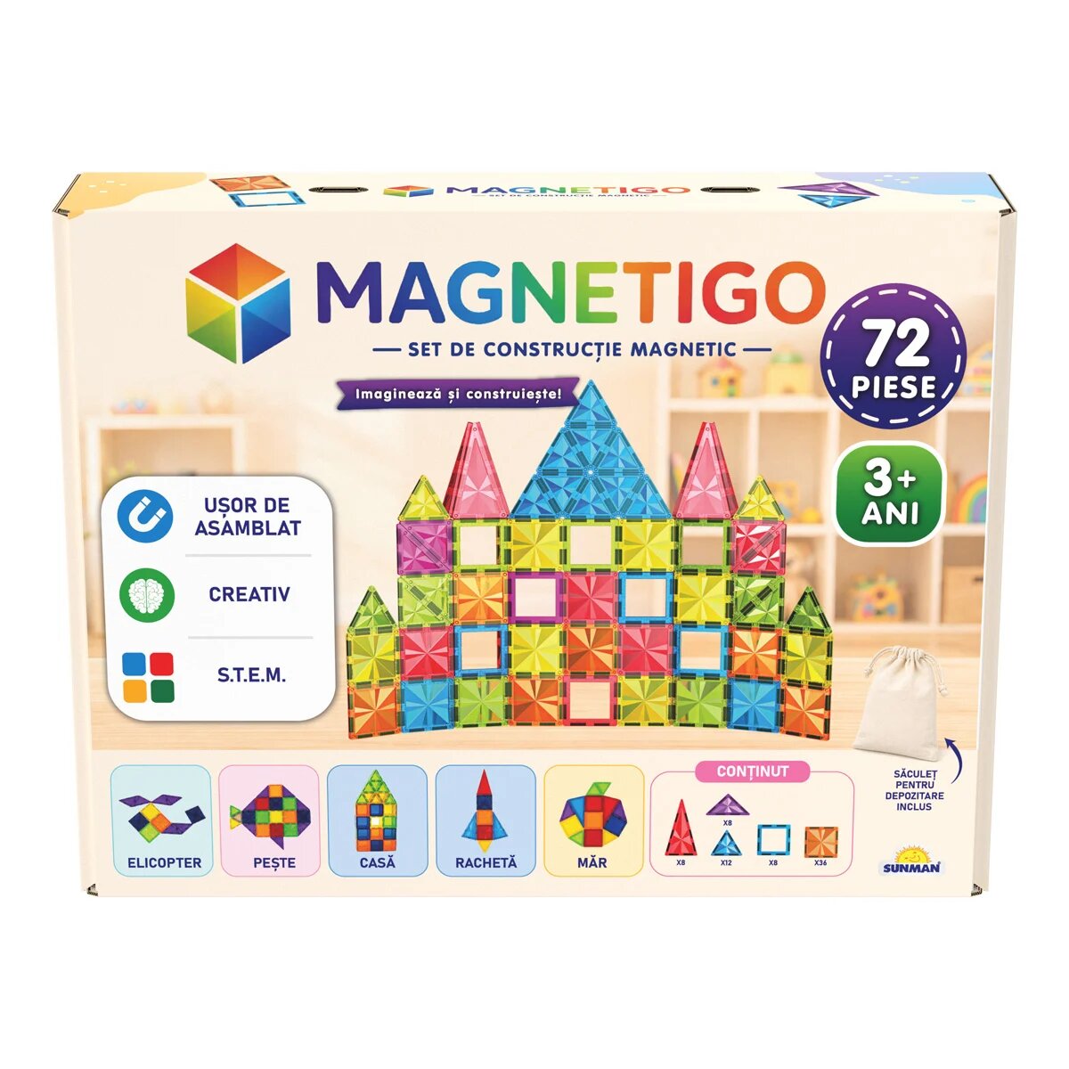 Magnetigo Set de constructie magnetic 72 piese