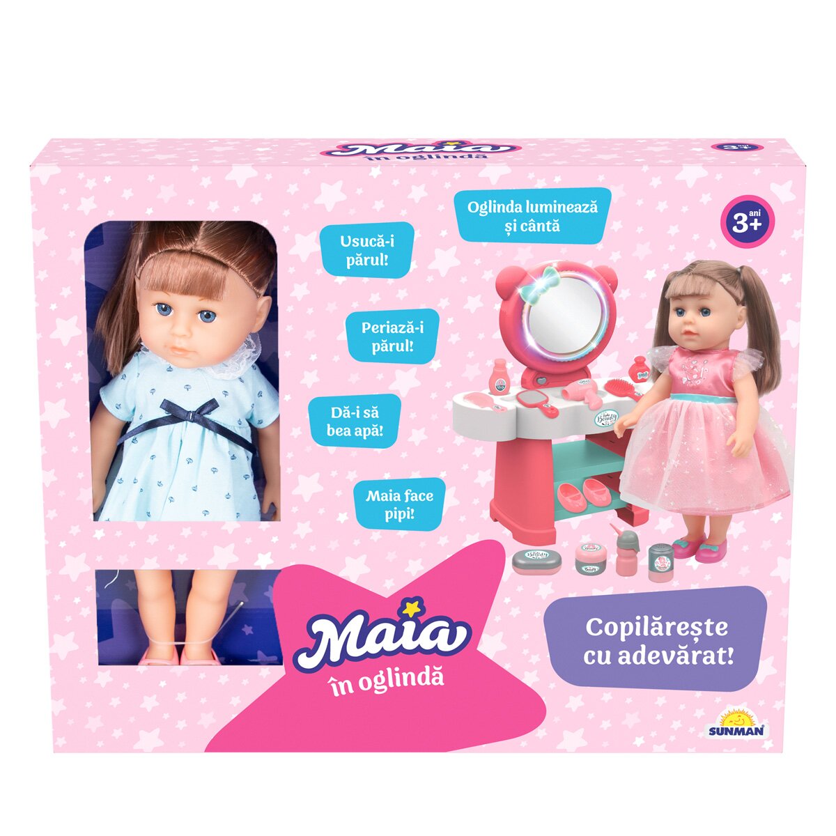 Maia Set de joaca cu papusa in oglinda Bleu