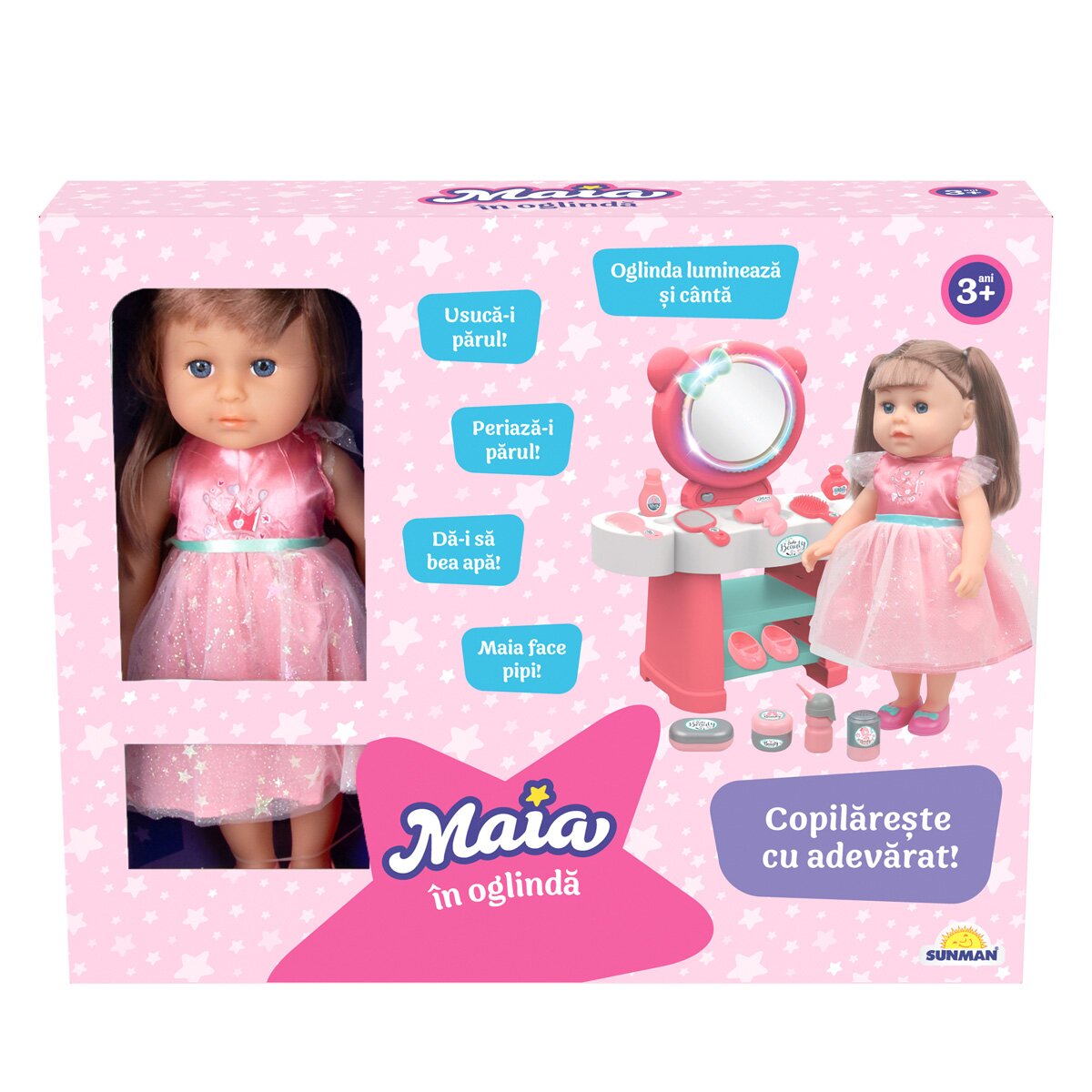 Maia Set de joaca cu papusa in oglinda Roz
