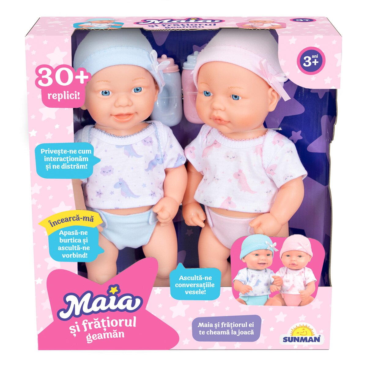 Maia Set doua papusi bebelusi si fratiorul geaman
