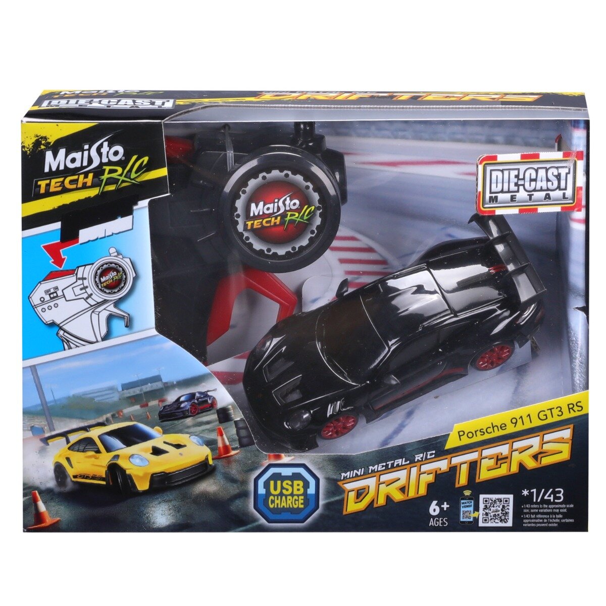 Maisto Masina metalica cu telecomanda Drifters Porsche 911 GT3 RS 1:43 Negru