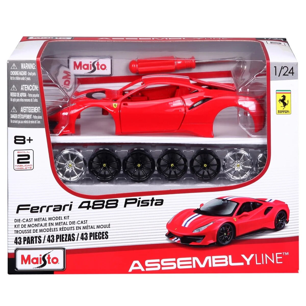 Maisto Set constructie masinuta metalica Ferrari 488 Pista 43 piese 1:24 Rosu