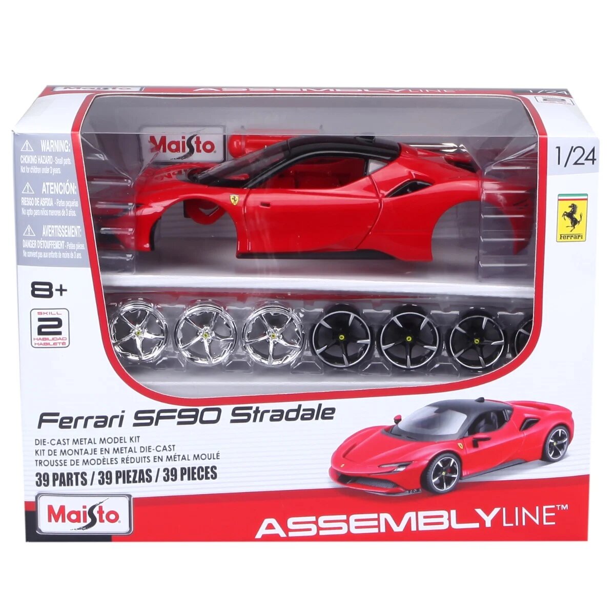 Maisto Set constructie masinuta metalica Ferrari SF90 Stradale 39 piese 1:24 Rosu
