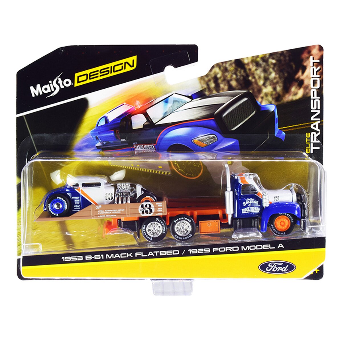 Maisto Transportor si masinuta Design Elite Transport 1953 B-61 Mack Flatbed si 1929 Ford Model A 1:64