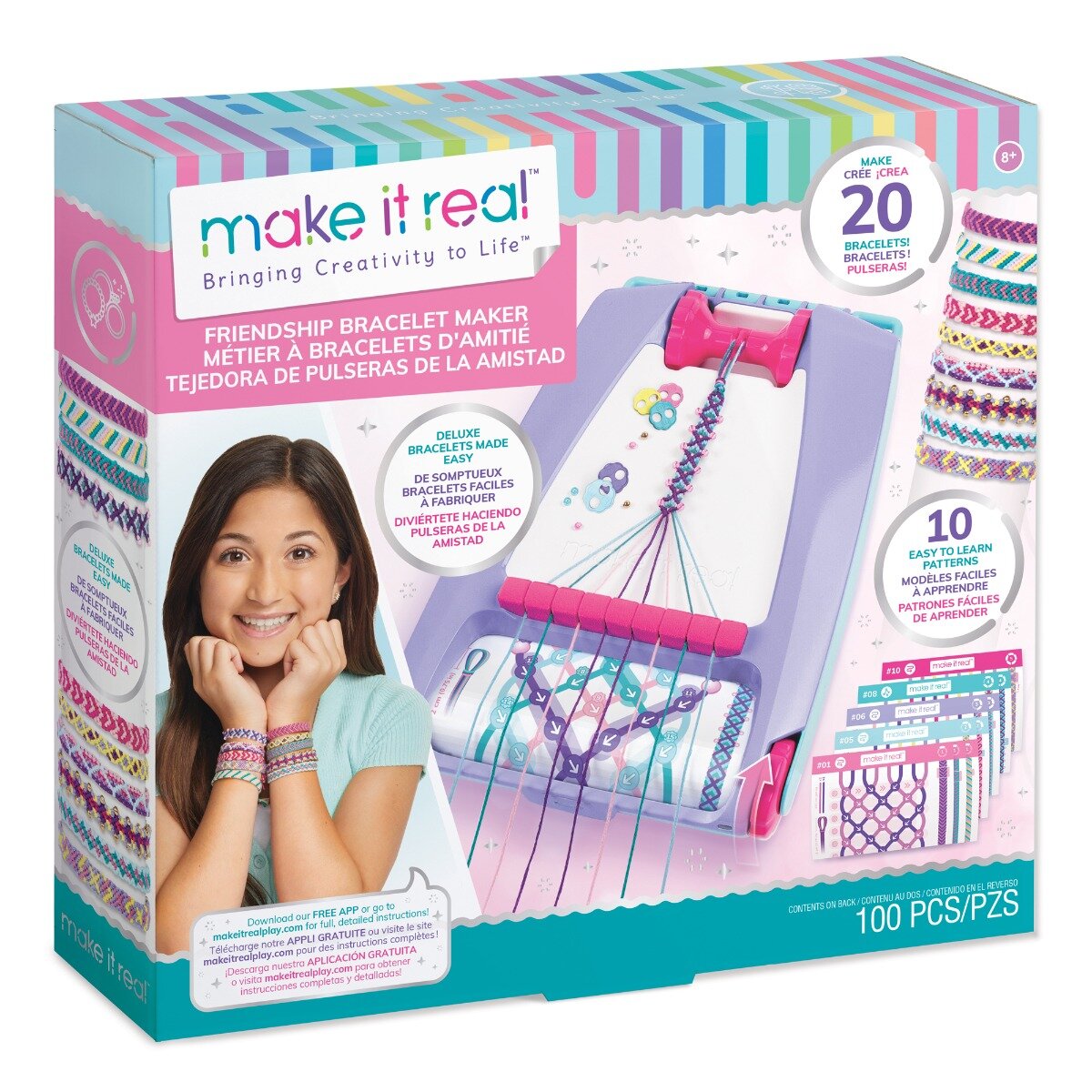 Make It Real Set de creat 20 de bratari Friendship Bracelet Maker 100 piese