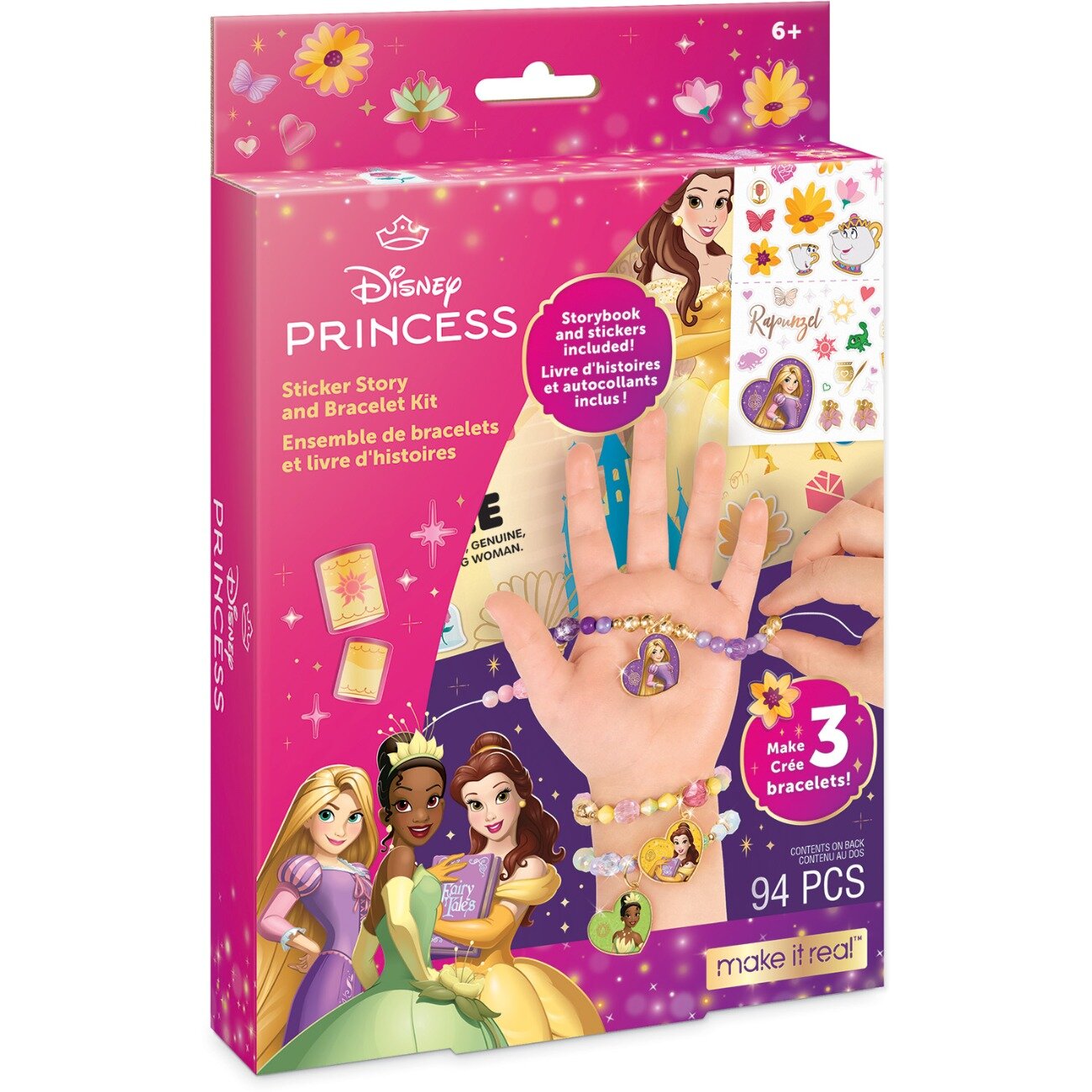 Make It Real Set de creat bratari si autocolante Disney Princess