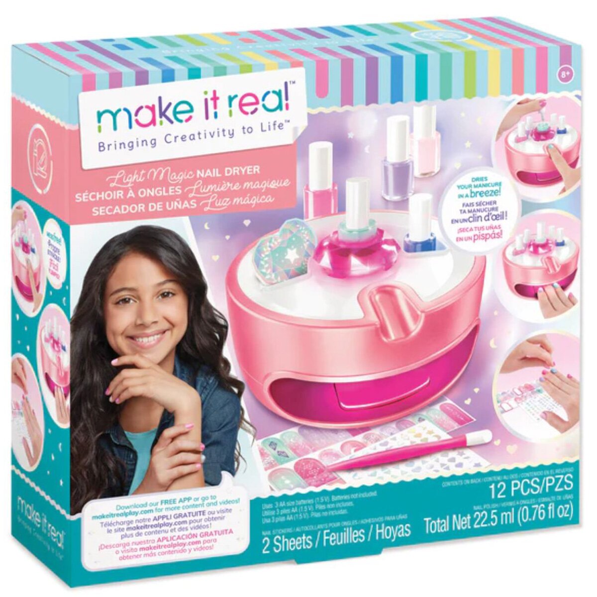 Make It Real Set manichiura lampa si lac de unghii 12 piese