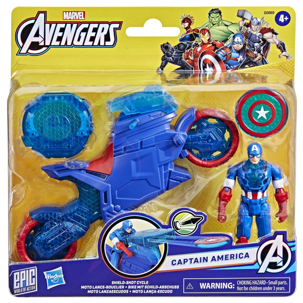 Marvel Figurina cu motocicleta si scut Avengers Captain America 10 cm G0889