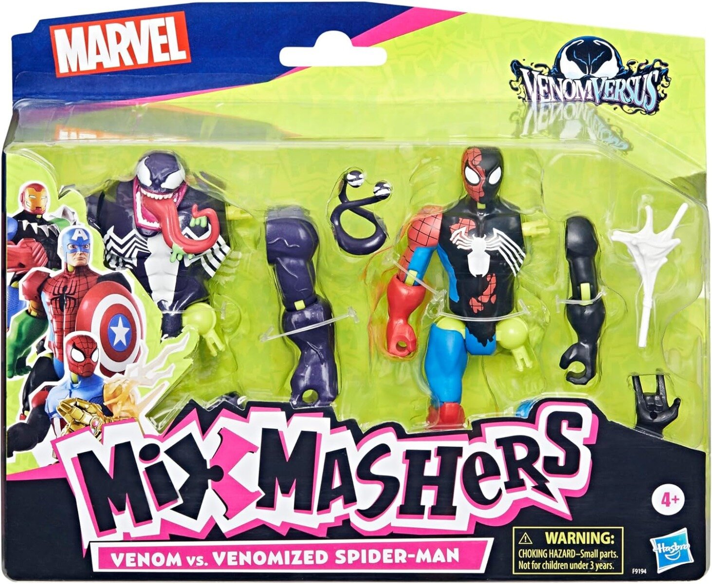 Marvel Set 2 figurine Mixmashers Venom Vs Venomized Spiderman F9194