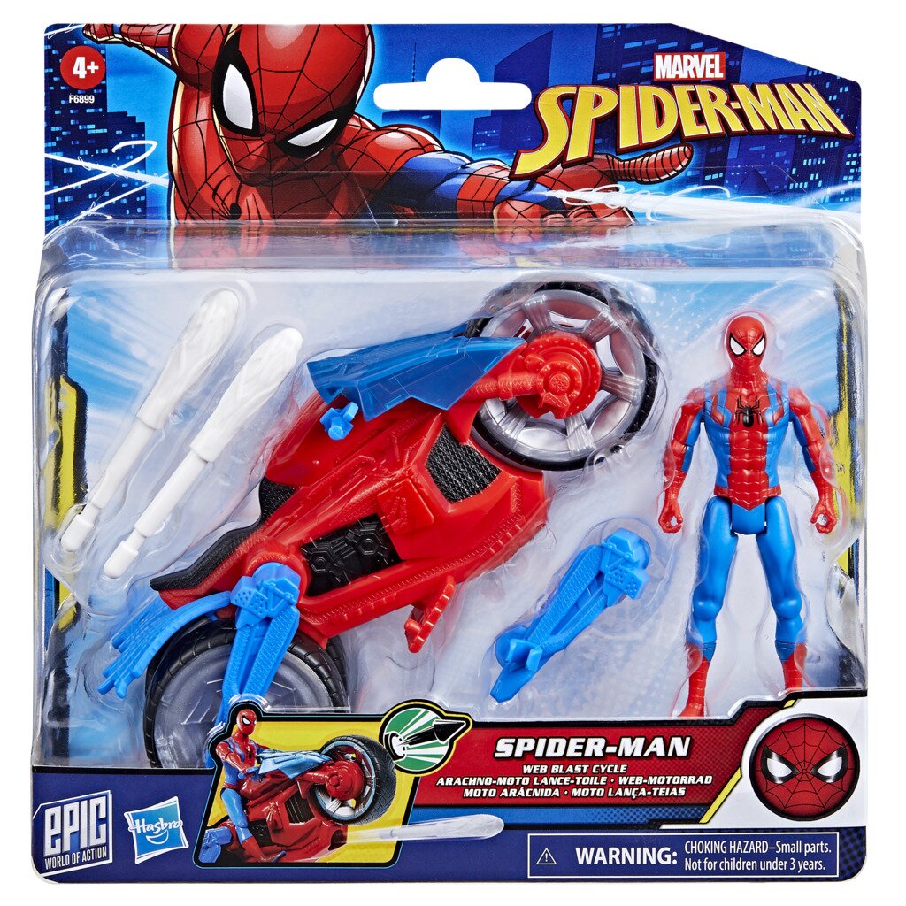 Marvel Set figurina cu motocicleta Spiderman Web Blast Cycle 10 cm F6899