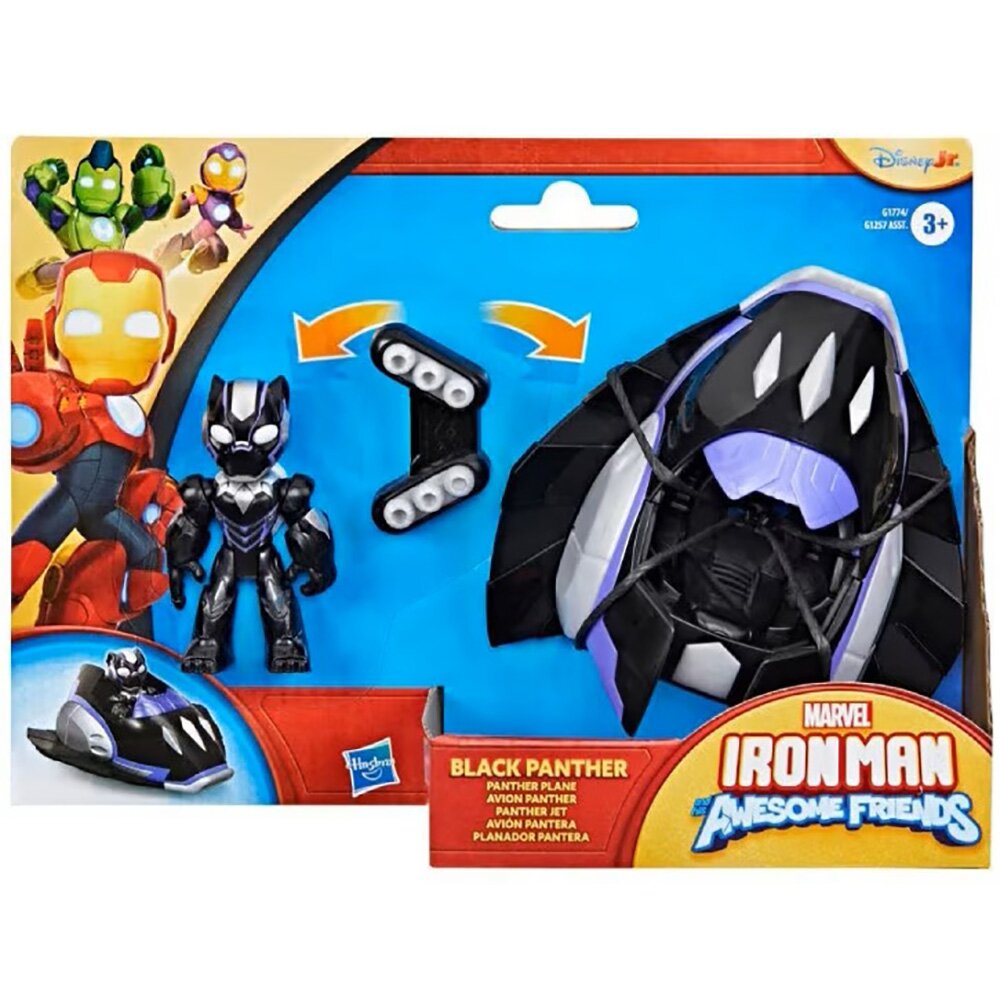 Marvel Set figurina cu vehicul Iron Man And His Awesome Friends Black Panther Plane G1774