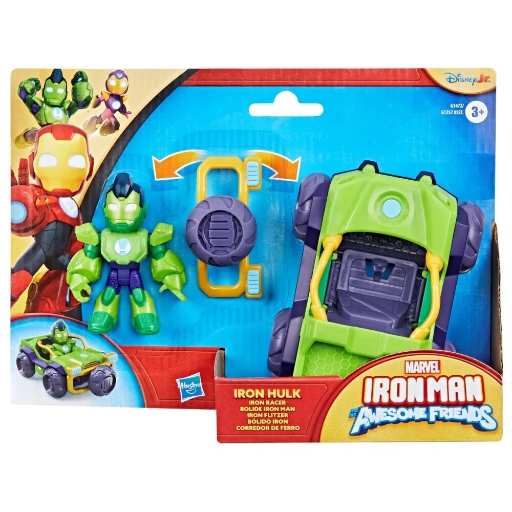 Marvel Set figurina cu vehicul Iron Man And His Awesome Friends Iron Hulk Racer G1472
