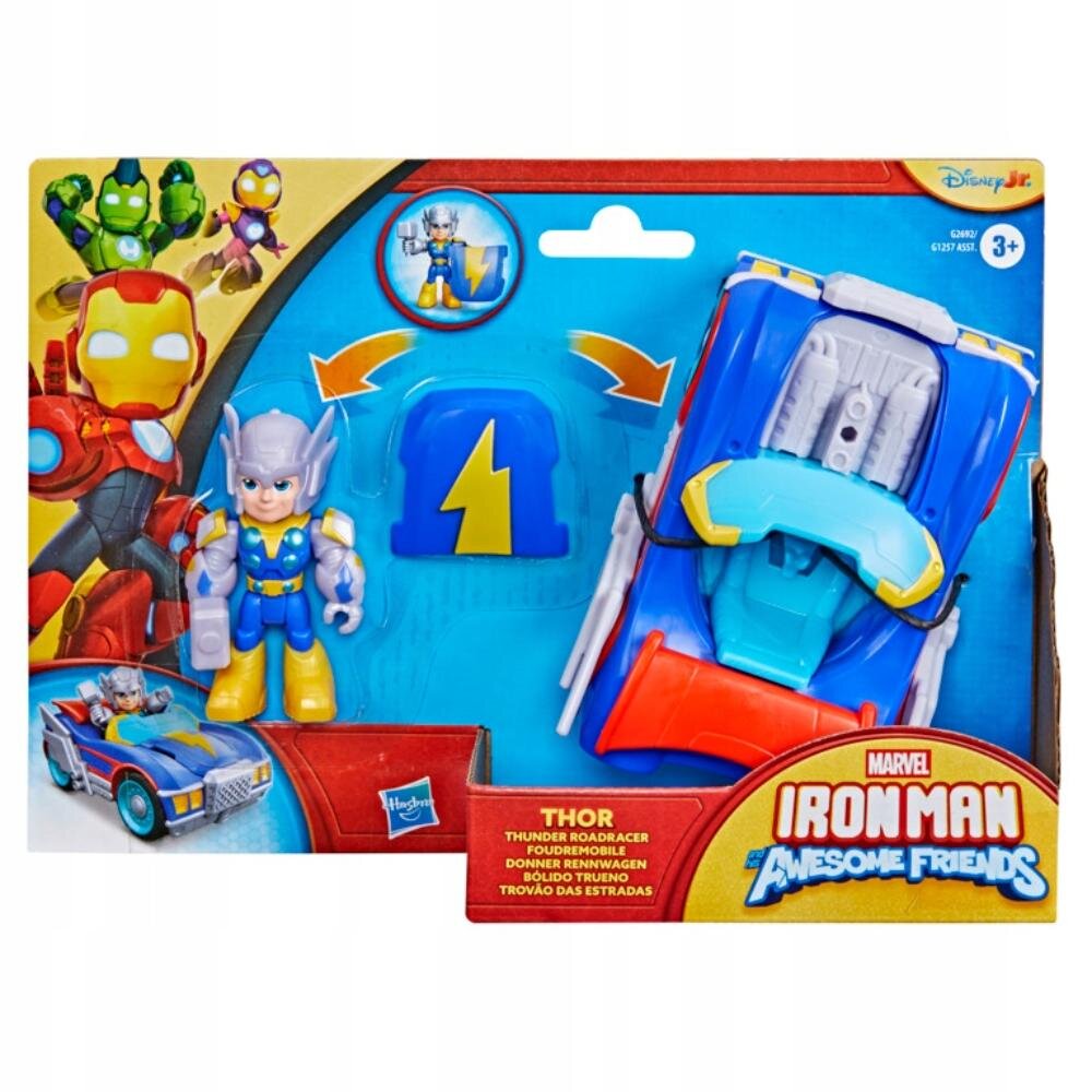 Marvel Set figurina cu vehicul Iron Man And His Awesome Friends Thor Thunder Roadracer G2692