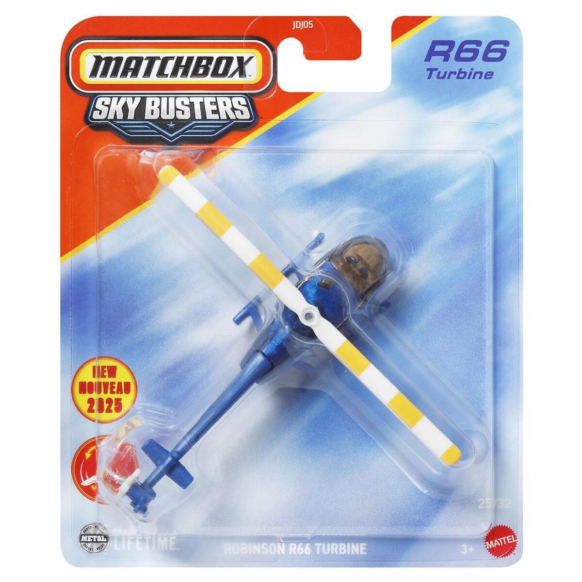 Matchbox Elicopter metalic Sky Busters Robinson R66 Turbine JCM81