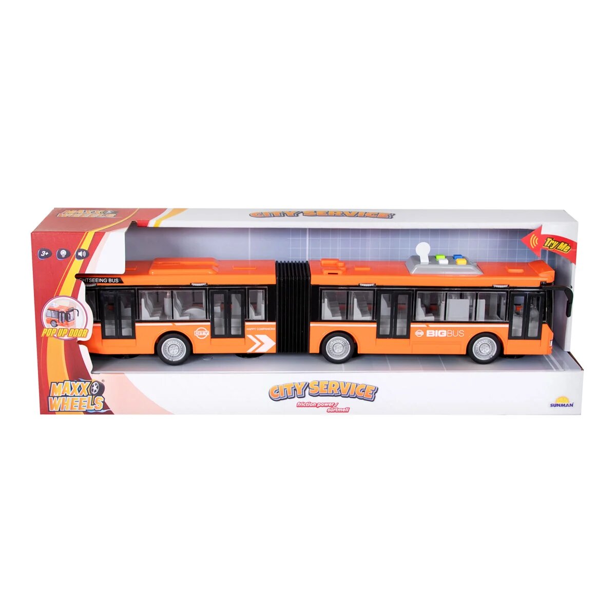 Maxx Wheels Autobuz cu lumini si sunete 1:16 Portocaliu