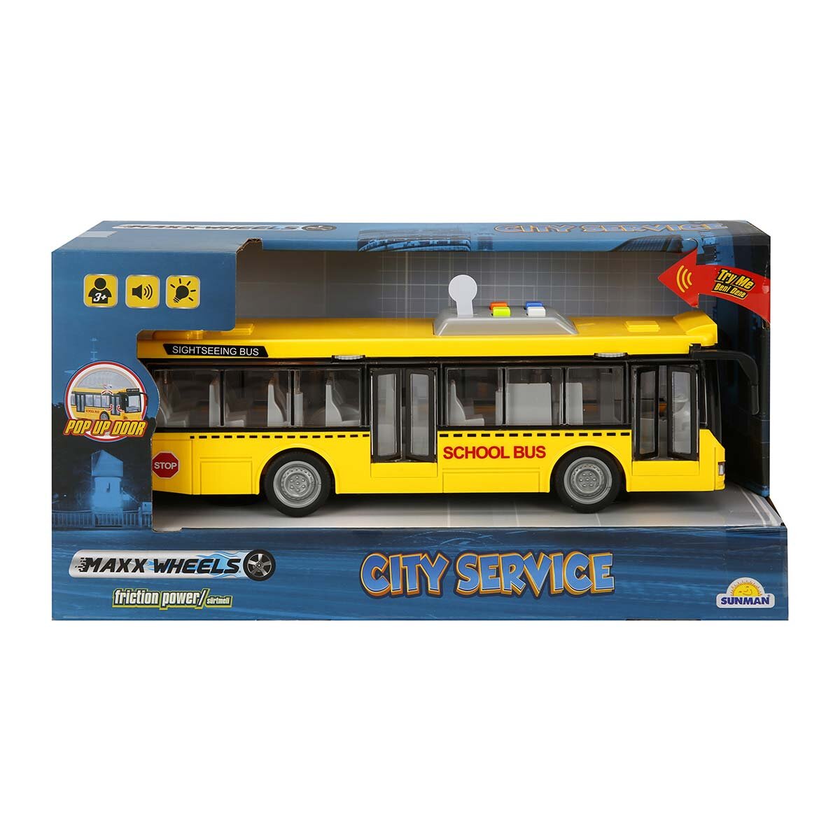 Maxx Wheels Autobuz cu lumini si sunete City Service 1:16 Galben